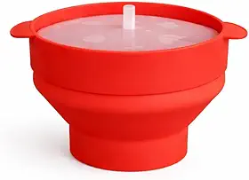 Pipoqueira de Silicone para Micro-ondas Dobrável Sem Óleo - Pipoca Saudável, Rápida e Sem Sujeira - Vermelha 20×24×15 cm