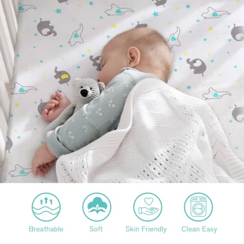 Image of Little Grape Land Crib Sheets for Boys and Girls, 2pk Baby Crib Fitted Sheet for Standard Size Crib and Toddler Mattress, Super Soft Baby Sheet