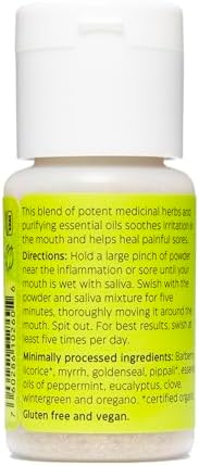 Uncle Harry's Inflamed Gums & Mouth Sores Tooth Powder | Powder Toothpaste for Gum Health & Sensitive Teeth | Tooth Pain & Mouth Sore Rinse Made with Pure Essential Oil (0.6 oz) image 4