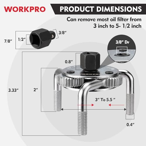 image for WORKPRO Adjustable Oil Filter Wrench, Universal 3