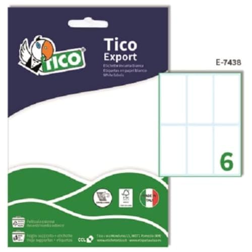 Tico España E-7438 Etiquetas A5 blancas adhesivas escribible 74x38 mm, sobre de 10 hojas