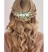 CASDRE Green Rhinestone Bride Wedding Headpiece Gold Pearl Bridal Hair Accessories Flower Hair Pi...