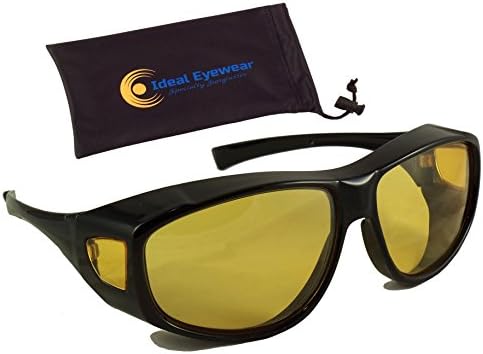 Ideal Eyewear Night Driving Wear Over Glasses Yellow Lens Fit Over Glasses