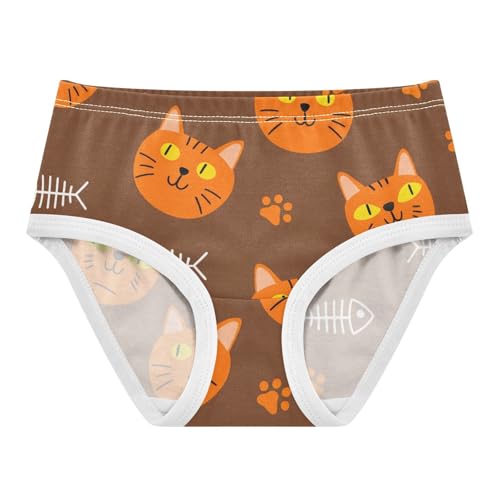 Cotton Girls Underwear Toddler Orange Cat Fish Cute Cute Panties Girl Pattern Briefs Undies Kids 2t