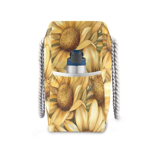 susiyo Large Yellow Daisies Bees Beach Bags for Women Large Travel Tote Bag Waterproof Sandproof Lightweight Swim Pool Bag for Family Outdoor3