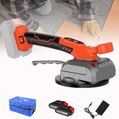 Piastrellista 100 kg macchina per piastrelle da rivestimento con caricatore 21 V e batteria capacità di carico 100 kg macchina vibrante piastrellista portatile batteria e caricatore,Orange-2Battery