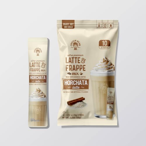 Image of The Frozen Bean Horchata Coffee Frappe & Latte Instant Mix (10 Sticks), Made with Arabica Coffee, Double Shot Caffeine, Low Sugar & Premium Ingredients, Hot, Iced, or Blended Drinks