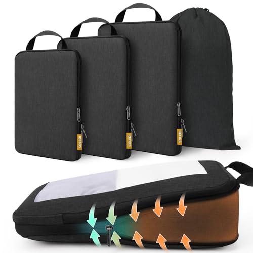 Juego de organizadores de maleta con compresión [5 piezas] - SOLEDI Packing Cubes Ahorra más espacio - Organizador de viaje para maletas y mochilas - Bolsas de ropa extra ligeras, organizador de