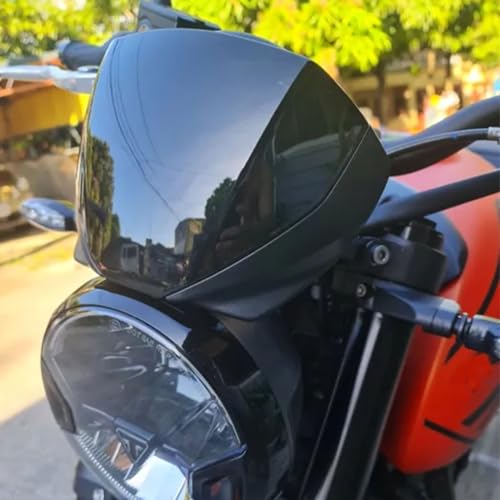Midimttop für Dreizack 660 Windschutzscheibe Fliegengitter Replacement forTrident660 2021 2022 2023 2024 Motorrad Frontscheibe Objektiv Windschutzscheibe Verkleidung Deflektor (Schwarz)