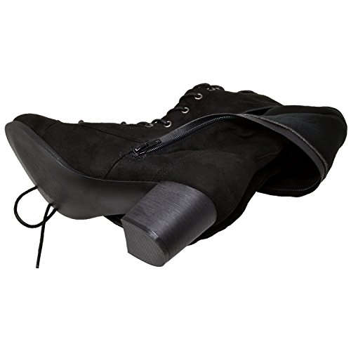 Generation Y Women Knee High Boots Chunky Block Heel Retro Lace Up Western Shoes3