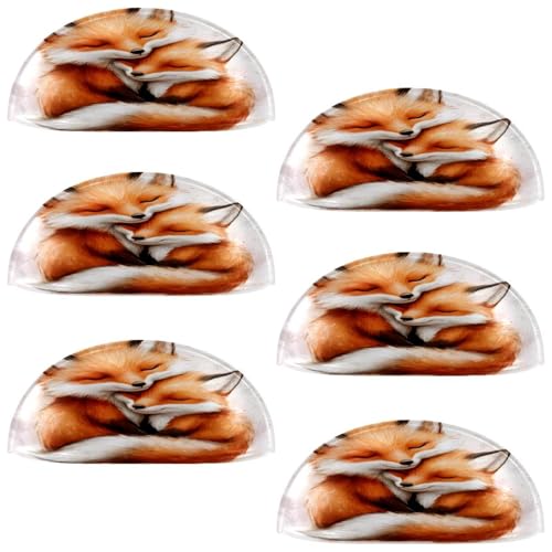 VAPOKF 6 maniglie a conchiglia per cassetti, semicircolari, utilizzate per camera da letto, cassettiera, armadio, porta della cucina, volpe acquerello mamma e bambino