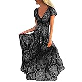 ✿【Wie zu waschen】 Handwäsche kalt, hängend oder fadentrocken, superweich, elastisch und leicht, dieses klassische Maxikleid ist sehr einfach zu tragen! Sie können es fast gleichmäßig tragen! Verpassen Sie nicht dieses langärmelige, weit geschnittene Kleid für Frauen! Dieses bequeme und schicke Basic-Kleid fehlt in Ihrem Kleiderschrank.damen strandkleider damen kurz strandkleid kurz damen maxi kleid damen 44 sommer weiße kleid kurz kleid größe 48 kleid schulterfrei