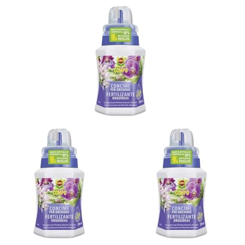 COMPO Fertilizante Orquídeas con guano, Para plantas sensibles, 250 ml (Paquete de 3)