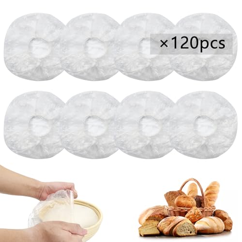 120 gorros de ducha para pan de masa madre, fundas reutilizables para prueba de pan, cubierta de pan de plástico para levantar, cubiertas para cesta de prueba de pan Banneton, cubiertas de plástico