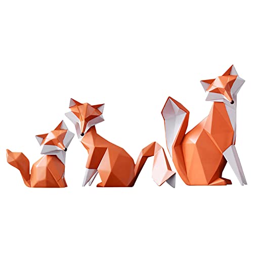 Image of Fox Family Statues Home Decor | Cute and Stylish | (Pack of 3 Pieces, Orange Color)