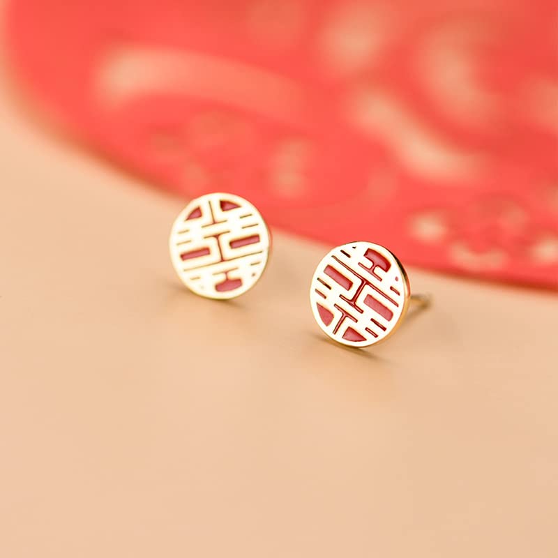Boucles d'oreilles argent 925 rouge rétro chic pour mariage