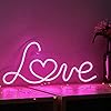 Britrio LED Neon Light Sign Pink Love Neon Sign Wall Decor for Girl Bedroom Christmas Valentine's Day Wife Women Birthday Gift Living Room Home Decor Neon Night Light USB Powered 17x8