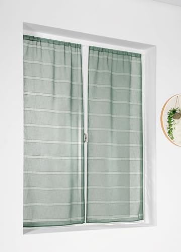 LINDER Paire de vitrages CORDELETTE Vert Eucalyptus en 55x120cm