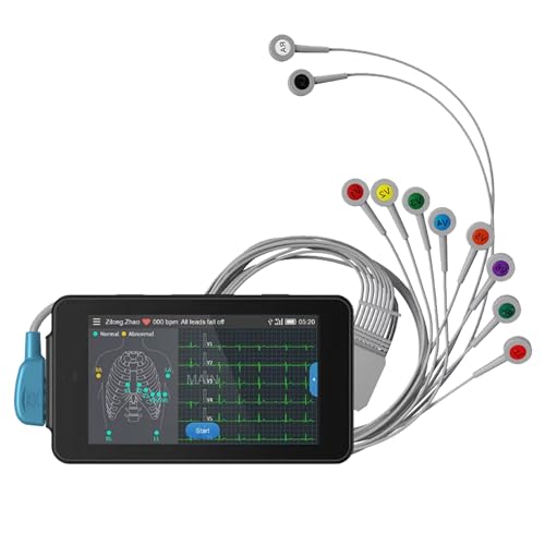 Lepu Medical - PCECG 500 Pocket EKG-Monitor mit 6/12 Ableitungen in Kombination mit Glasgow-Algorithmus, Echtzeit-EKG-Datenerfassung und -analyse, 33236