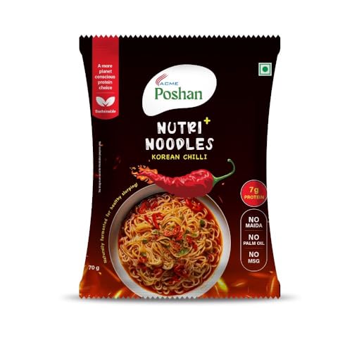 Image of Acme Poshan Nutri+ Korean Chilli Instant Noodles - 70g Pack of 1 | 7g Protein | No Maida, No Palm Oil, No MSG