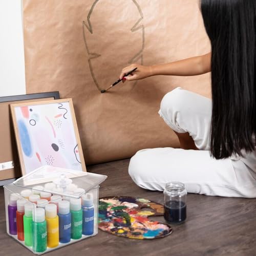 Image of Rainmae Paint Storage Box for Apple Barrel Acrylic Paint, Paint Storage Case with Lid for Craft Paint Storage, Empty Craft Paint Storages for Paint Bottle, Hold 20 Bottles of 2 fl. oz Acrylic Paints