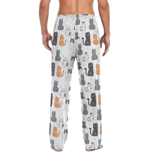 Mens Pajama Pants Cute Cat Fun Soft Lounge Sleep Pj Bottoms with Drawstring Pockets3
