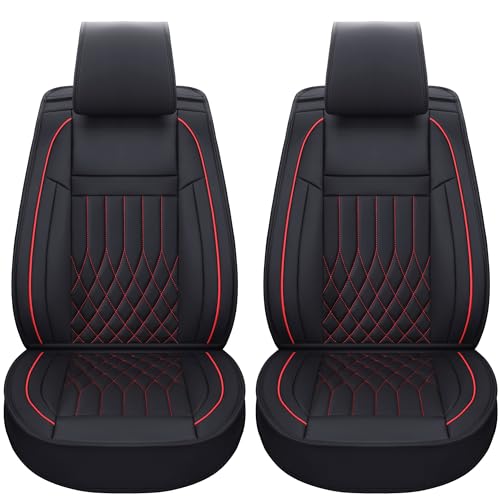 Image of Aierxuan Seat Covers for Toyota Camry, Honda Civic (Black-Red, Front)