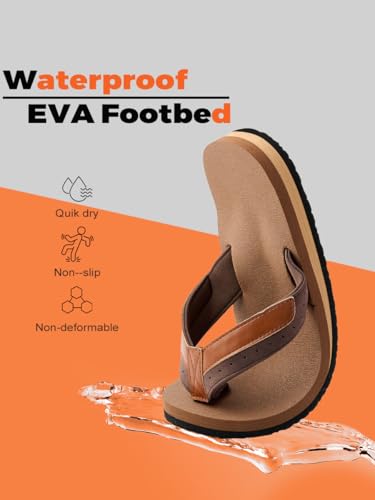 Men's Flip Flop Arch Support Yoga Mat Leather Walking Thong Sandals Slip On Indoor Outdoor3
