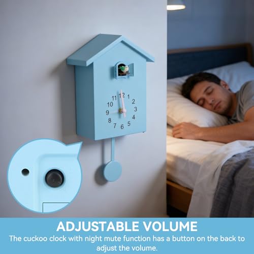 HERCHR Moderne Kuckucksuhr, Birdhouse blau Wanduhr Kuckucksuhr aus dem Fenster, Kleiner Vogelstunden Uhr für Zuhause Wohnzimmer Küche Büro Dekor