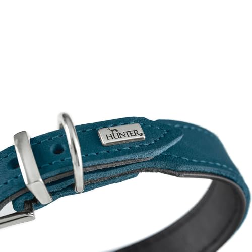 Hunter Hundehalsband Malta, Farbe: Magenta, aus gefettetem Softvollrindleder, weich unterlegt, strapazierfähig, Brillante Farben, handgefertigt, Made in Germany, Größe: 47