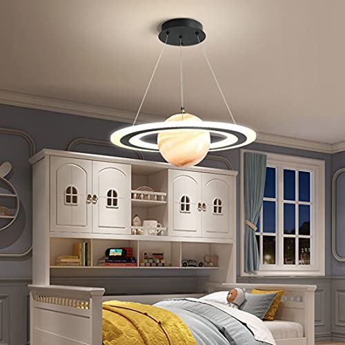 DROMEZ Moderna Lampadario Pianeta 40W LED Bambini Dimmerabile Creativa Lampadario con Paralume Vetro Camera da Letto Rotonda Ragazzi Ragazze Lampada a Sospensione, 45CM - Image 4