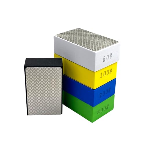 Yuejizhe 5 bloques de lijado de diamante, almohadillas de pulido de diamante de grano 60#/100#/200#/400#/600# para lijar, azulejos de mármol, piedra, cerámica o vidrio