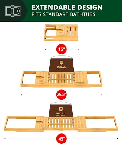 image for ROYAL CRAFT WOOD Premium Foldable Bathtub Tray - Wood Bath Tray for Tu
