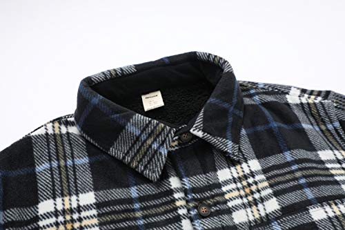 Men's Warm Sherpa Lined Fleece Plaid Flannel Shirt Jacket(All Sherpa Fleece Lined)