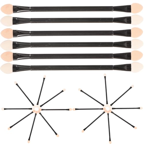 LRXIYODE 30個 使い捨て長柄アイシャドウスティック 化粧ブラシツール 肌に優しい滑らかで均一な塗 旅行 パーティー 日常メイクに