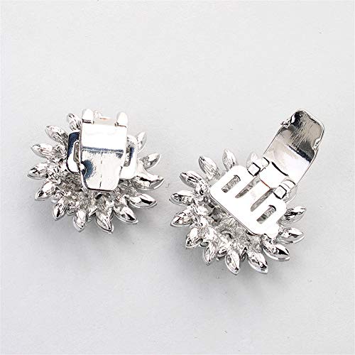 Pinces à chaussure fleur strass argentées, clips bijoux escarpins mariage