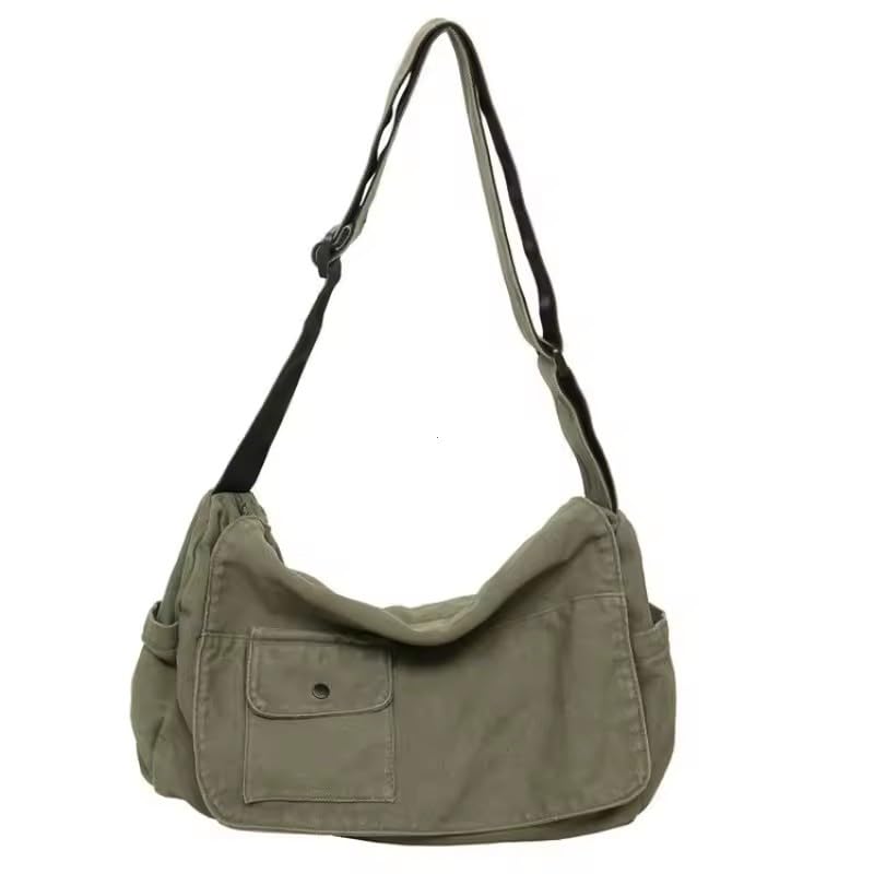 Casual Canvas Messenger Bag Versatile Flip Large Capacity Shoulder Book Bag For Adjustable Crossbody Bag For Men Women