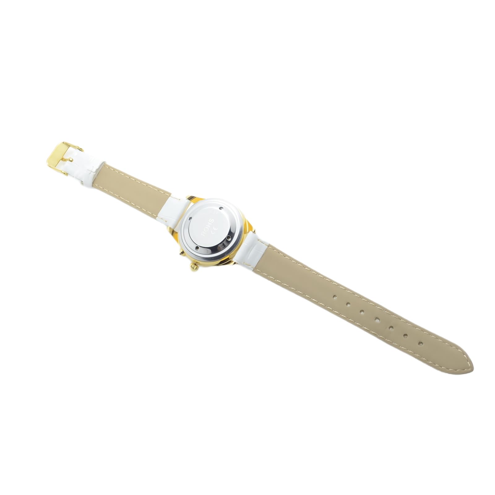 Orologio Parlante Italiano Per Anziani, non Vedenti con Malati di Alzheimer Sonoro Annuncio della Data Cinturino in Pelle Bianca XM-IT-240301