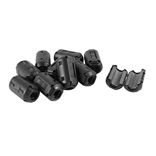uxcell 10 Pcs Black UF90B 9mm Dia Clip On EMI RFI Noise Ferrite Core Filter