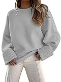 EFAN Oversized Sweaters Womens Fall Fashion Trendy Knit Chunky Cashmere Maternity Crewneck Fuzzy Warm Lightweight Light Grey M