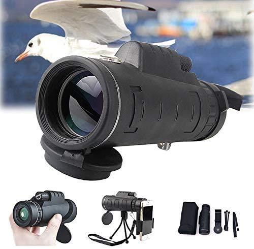 HUIBBGO Telescopio monocular de Alta Potencia, 40x60, Impermeable, antivaho, HD, con Soporte para teléfono Inteligente y trípode Ajustable para observación de Aves, Senderismo, Camping y o