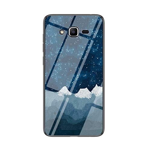 MadBee Funda para Samsung Galaxy J2 Prime [con Protector de Pantalla],9H Cristal Templado [Cielo Estrellado] + Borde de TPU Silicona Suave Fundas Case Cover (Cielo Estrellado Azul)