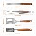 onlyfire Grillbesteck Set 4-TLG, Grill Zubehör Set Enthält Grillzange, Grillwender, Fleischgabel und Grillbürste mit Extra-Langen Holzgriffen & Aufhänge-Ösen, Grillzubehör aus Edelstahl & Akazienholz