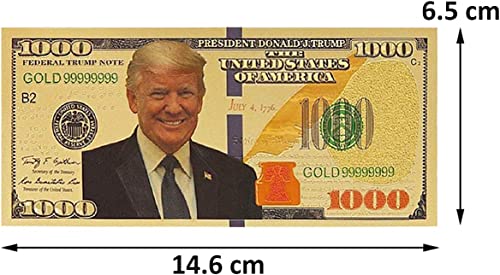 LONG7INES 1000 Dollar Donald Trump Bill Banknote, One Thousand 24k Gold Coated Donald Trump Legacy Limited Edition Million Dollar Bill Great Gift for Currency Collectors and Republican (120 Pieces) - Thumbnail 2