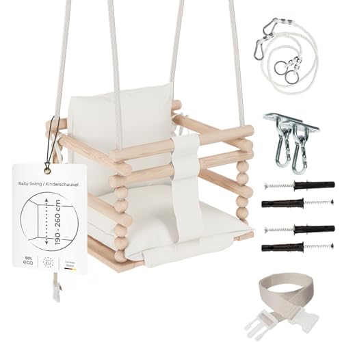 ✔ La costruzione del baby swing garantisce una speciale sicurezza e durata. La portata massima del altalena da porta è di 25 kg. Si caratterizza per la facilità di montaggio e smontaggio. La confezione contiene corde resistenti di lunghezza e anelli metallici. Il set comprende anche una corda resistente, anelli di metallo e un gancio per il soffitto.