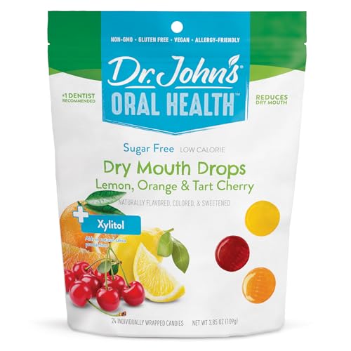 Dr. John’s Oral Health Sugar Free Candy, Healthy Dry Mouth Drops with Zero Sugar, Low Calorie Snacks, Keto Friendly Hard Candy Sweets, Assorted Flavors, 24 Count, 3.85 OZ