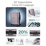 BAGSMART Carry On Luggage 22x14x9 Airline Approved with Spinner Wheels,Lightweight 20 Inch Luggage with TSA Lock,Expandable Hard Shell Carry On Suitcases for Men Women,Rose Purple - Image 3