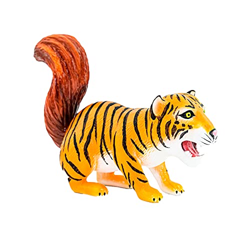 Randimals Tiger with Squirrel Tail Figurine Toy 5”, Premium Hard Rubber Animal Action Figure Toy, Hybrid Friend Encourages Adventure & Imagination