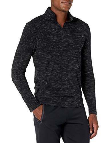 Amazon Brand - Peak Velocity Men's Pima Cotton Lightweight Quarter Zip Shirt, Black Spacedye, X-Large