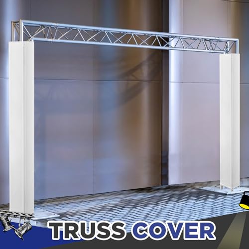 Image of Hahafelt 2 Pcs White Truss Cover Fits 8 ft x 12 in Box Truss Scrim Elastic Fabric Seamless Integration Easy Installation Pull over Sleeves Christmas